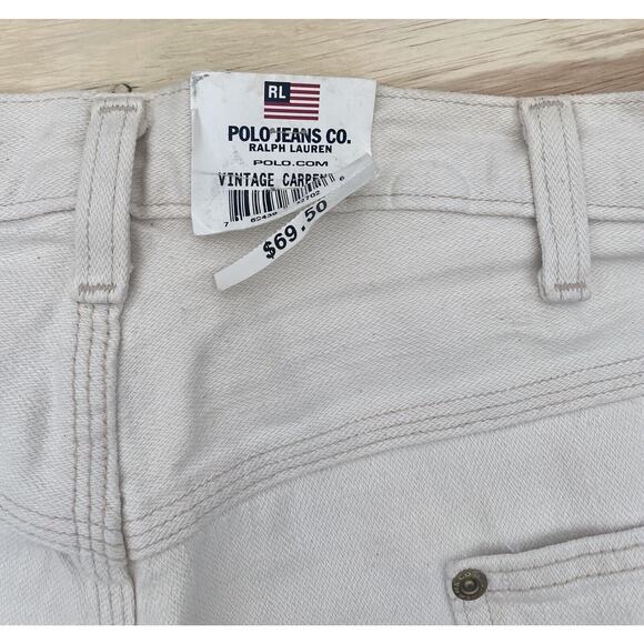 Vintage Y2K Polo Jeans Company Carpenter Style Deadstock Men's Beige 38 x 32 NOS - Picture 9 of 10